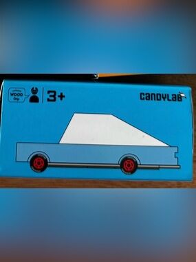 CANDYLAB wooden kids toy blue race car 
New in box